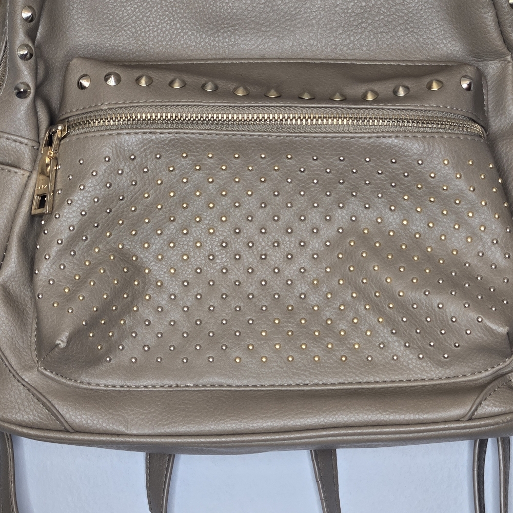 Bebe Y2k Mini Backpack Gray Faux Leather Metal Studs Mini Bag Adjustable Studded - Picture 4 of 12